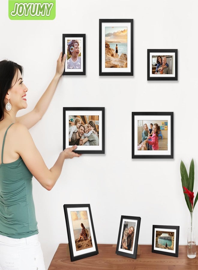 JOYUMY 5x7 Picture Frame Set of 3, Display Pictures 4x6 with Mat or 5x7 Without, Multi Photo Frames Collage for Wall or Tabletop Display, Black - Image 2